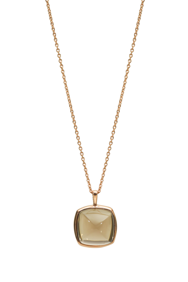 necklace in rose gold 750 set with 1 smokey quartz